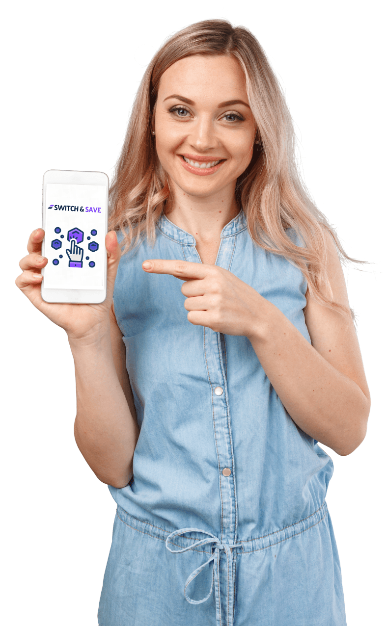 Smiling woman showing smartphone